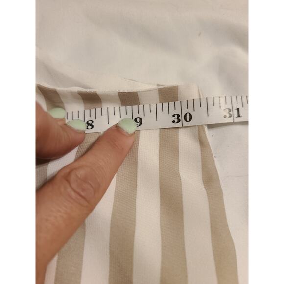 Torrid size 5 women's plus size taupe and white stripe chiffon double layer top - Picture 5 of 6